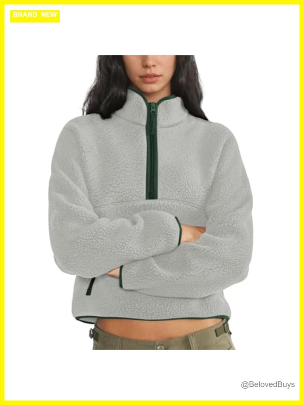Womens Sherpa Fleece Quarter Zip Sweatshirt Pullover Funnel Neck Warm